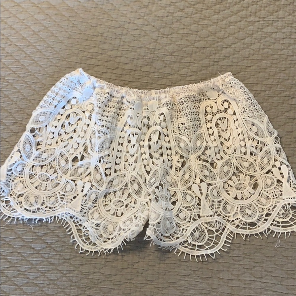 White crochet shorts coverup size small